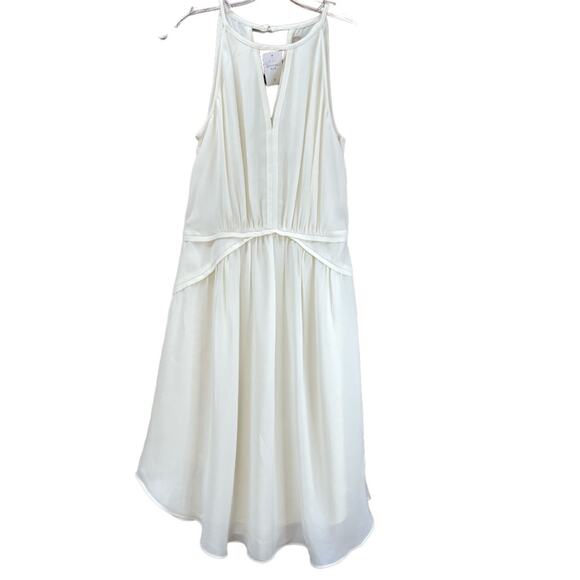NWT Banana Republic Ivory High Neck Sleeveless Flowy A line Zip Dress Sz-2 Midi - Picture 1 of 10